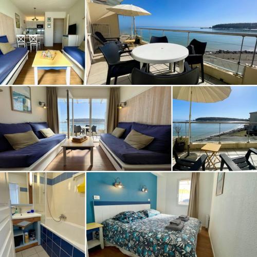 un collage de photos d'une chambre d'hôtel dans l'établissement Ty Jean - Piscine - plage à pied, à Crozon