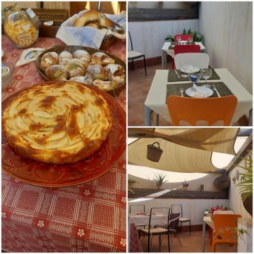 a collage of pictures of a pie on a table at Casa Antioco B&B in Siracusa