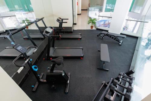 an overhead view of a gym with cardio equipment at Metro Hotel Bukit Bintang in Kuala Lumpur