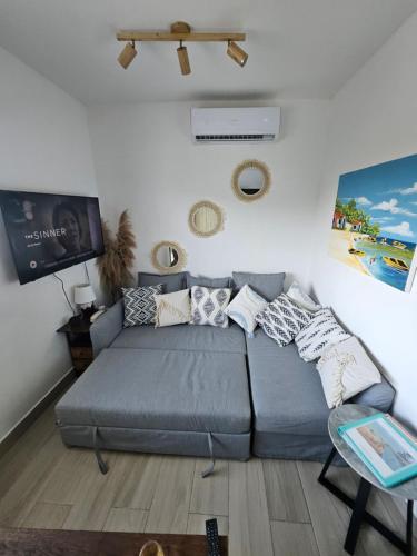 salon z kanapą i telewizorem w obiekcie Las Terrenas Paradise w mieście Las Terrenas