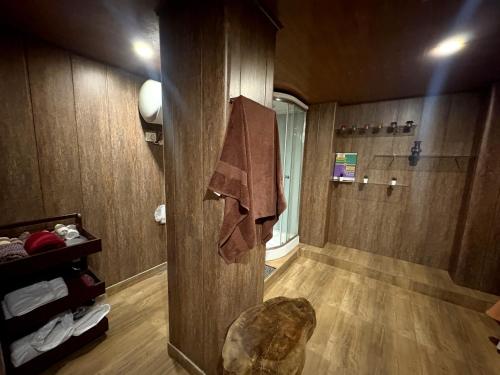 a bathroom with a shower and a shower at Hotel Tempo Heritage Resort In Gangtok in Gangtok