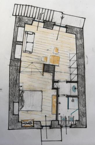 a drawing of a building with at Chocolat L'Escale in Omegna