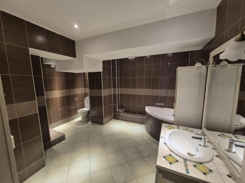 une salle de bain avec un lavabo et des toilettes dans l'établissement Loft pour 10 personnes - Proche de Paris, à Argenteuil