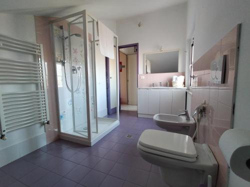 BluBed Montagna - Doppia con Bagno في سان جوفاني تياتينو: حمام مع مرحاض ودش ومغسلة