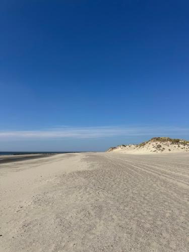 an empty beach with sand dunes in the background at De Weie in Burgh Haamstede