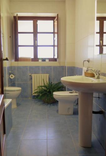 a bathroom with a sink and a toilet and a sink at Pazo Carballo Hotel in Sampaio