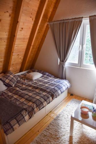 a bedroom with a bed and a window at Sara in Malo Polje