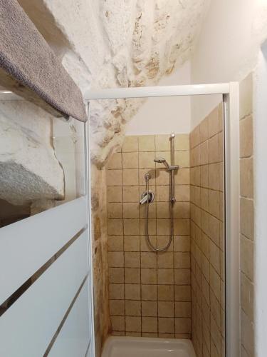 a bathroom with a shower and a sink at Minuetto 73 in Ostuni