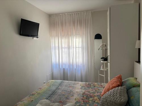 a bedroom with a bed and a television on the wall at Apartamento Paula in Valladolid