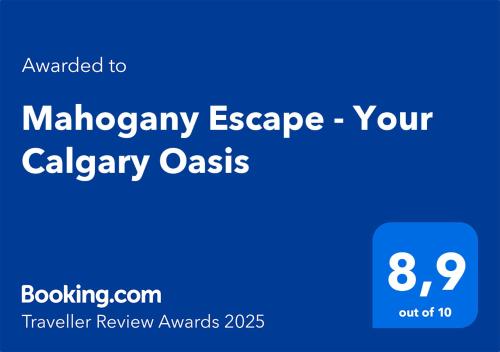 a blue rectangle with the wordsawan escape your galaxy oasis at Mahogany Escape - Your Calgary Oasis in Calgary