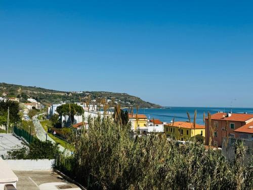 a view of a city and the ocean at La Finestra Sul Mare in Fossacesia