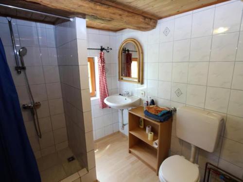 Kúpeľňa v ubytovaní Almhütte Unterhofer