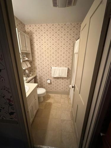 a small bathroom with a toilet and a sink at Asa Ransom House in Clarence