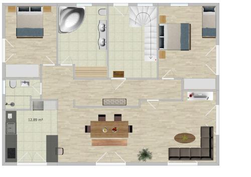 a drawing of a floor plan of a building at Chiemgauferienwohnungen - Maier in Unterwössen