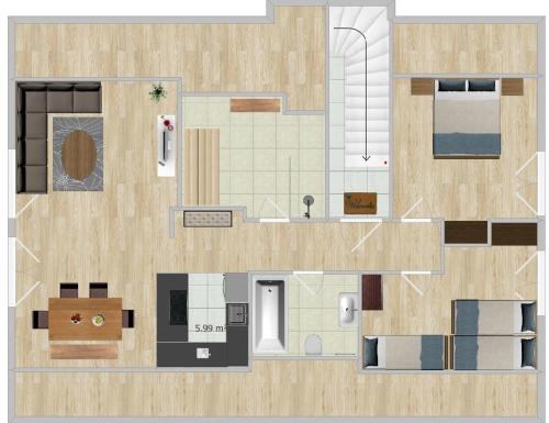 a drawing of a floor plan of a house at Chiemgauferienwohnungen - Maier in Unterwössen
