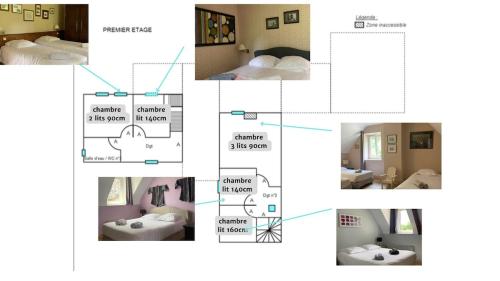 un collage de photos d'une pièce dans l'établissement Le Vaugalon, Maison Grande Capacité, à Plurien