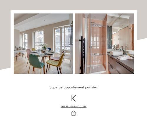 une cuisine et une salle à manger avec une table dans l'établissement 167 Suite K - Superbe Appartement à Paris, à Paris