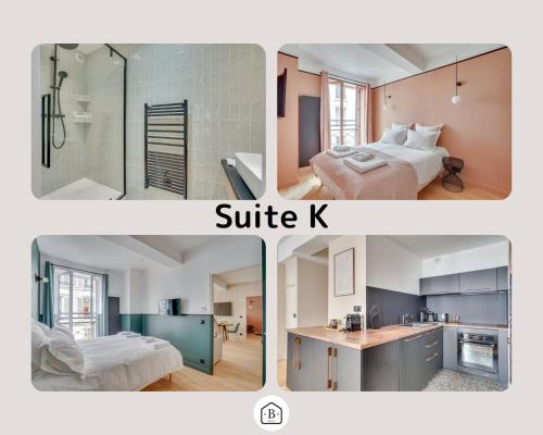 - deux photos d'une chambre et d'une salle de bains dans l'établissement 167 Suite K - Superbe Appartement à Paris, à Paris