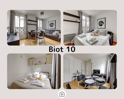 - deux photos d'une chambre et d'un salon dans l'établissement Bluestay 238 - Superbe appartement à Paris, à Paris