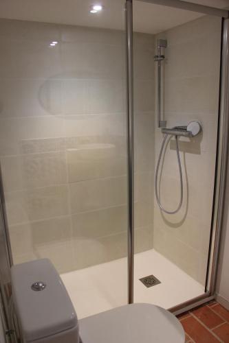 une cabine de douche avec toilettes dans une salle de bain dans l'établissement MAS-Calou, à Coustellet