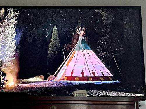 TV a/nebo společenská místnost v ubytování Cute Pet-Friendly Tipi Rental for Four, Perfect for Exploring Idaho