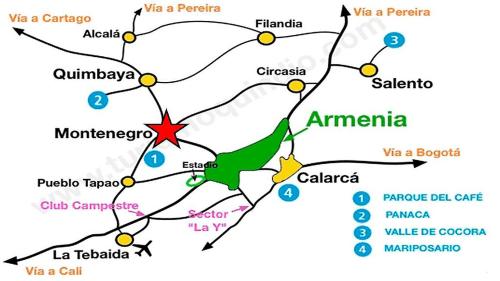 a map of the cities of amsterdam and antarctica at Aparthotel 2km Parque del Café BOOKUTRIP - 311-227-59-73 in Montenegro
