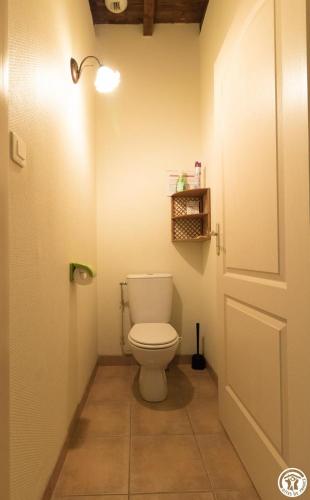 un baño con un inodoro blanco en una habitación en Fuji, en Pibrac