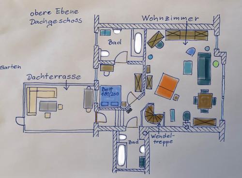 a drawing of a floor plan of a house at Panoramachalet Tirolernaturschlaf in Wildschönau