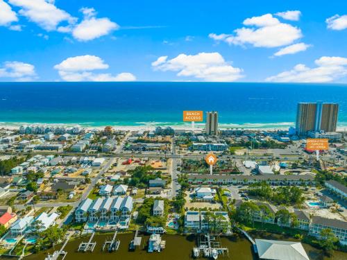 an aerial view of a parking lot near the ocean at Bonita Retreat in Panama City Beach