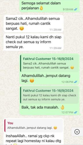 a screenshot of a cell phone with different texts at Noafa Homestay Dungun in Kampong Nibong