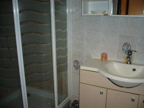 une salle de bain avec douche et lavabo dans l'établissement 2 pièces au pied des pistes - 6 pers, balcon, cuisine équipée - FR-1-689-152, à Villard-de-Lans