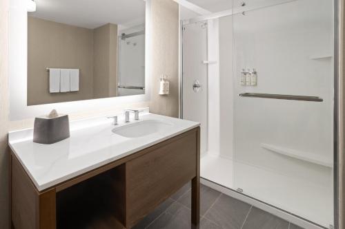 une salle de bain avec un lavabo et une douche dans l'établissement Staybridge Suites Rehoboth Beach by IHG, à Lewes