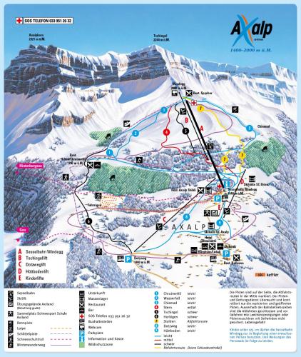 a map of a ski resort with mountains at Fewo 'Alpegärtli' BeO Apartments in Unterbach