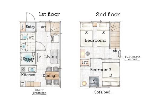 a floor plan and elevation of a condo at コートハウス三茶 in Tokyo