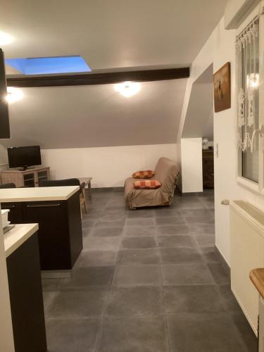 un salon avec un canapé et une table dans l'établissement Roanne 3 chambres, 3 lits doubles, à Roanne