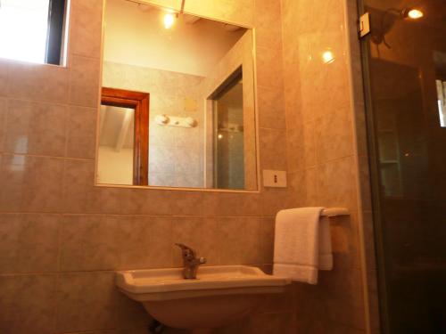 a bathroom with a sink and a mirror at Marco & Andrea Agriturismo Collepina in Amelia