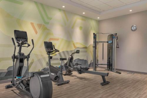 ウィンザーにあるHyatt Place Windsorのジム(複数のトレッドマシン付)