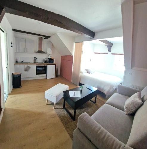 un salon avec un canapé et une table dans l'établissement Les Bons Enfants 4, à Rouen