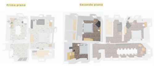 a floor plan and a rendering of a building at Eremo di San Luigi - Ijan Ospitalità di Frontiera in Torresina