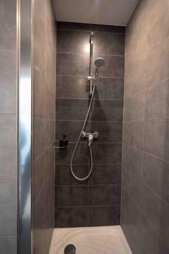 a shower with a hose in a bathroom at La Résidence de l'Orangerie in Strasbourg