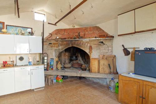 a kitchen with a large brick oven in a room at Apartment Ana-Rapavel in Višnjan
