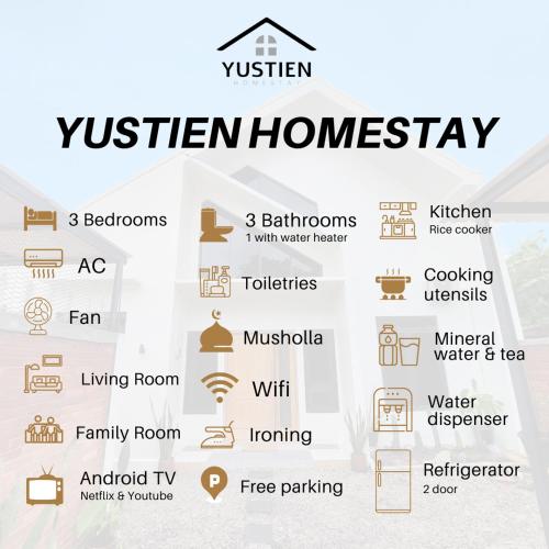 a diagram of a house with the words kitchen homaway at Yustien Homestay Jogja 3 Bedroom - Private Villa in Bantul
