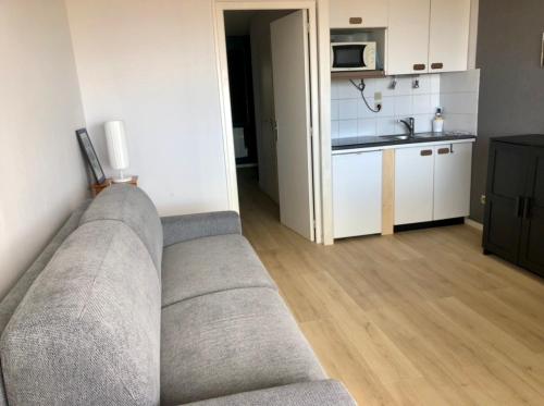 un salon avec un canapé et une cuisine dans l'établissement Appartement, à Bray-Dunes