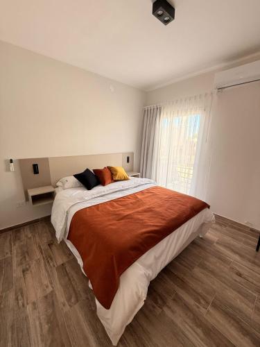 ein Schlafzimmer mit großem Bett und Fenster in der Unterkunft Los Molinos, confort, estilo y privacidad en Barrio Estación in Villa Mercedes
