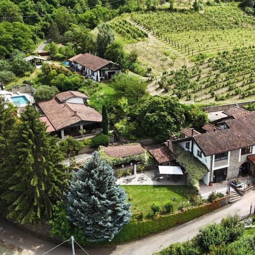 an aerial view of a estate with a vineyard at Agriturismo Poderi Zunino in Ponti