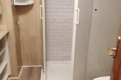 a bathroom with a shower and a toilet and a door at Apartamento en Ejido Centro in El Ejido