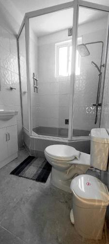 a bathroom with a toilet and a sink and a shower at Belo Residence in Cap-Haïtien