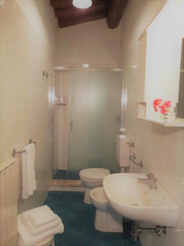 a bathroom with a toilet and a sink at Borgo Sicelle Residence in San Donato in Poggio
