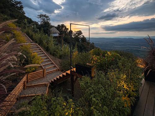 a set of stairs on the side of a hill at La Cima Eco Hotel in Buenavista
