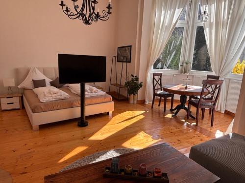 Villa Einhorn - Altstadt Studio - stilvoll besondersにあるテレビまたはエンターテインメントセンター